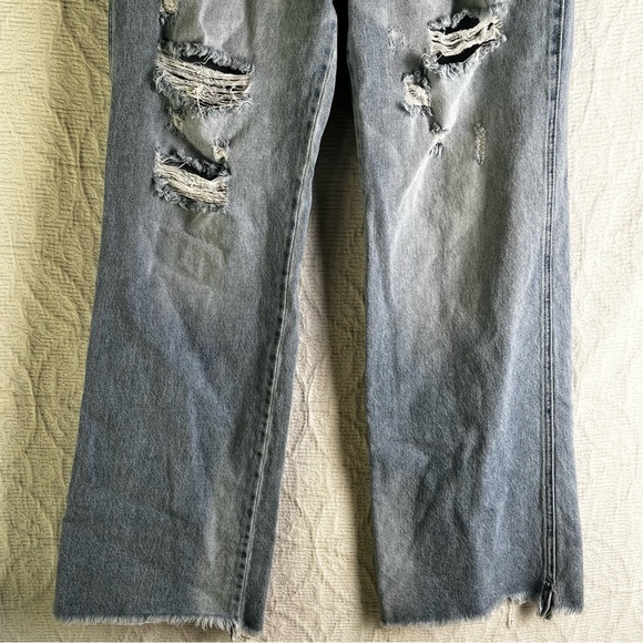 KanCan Kan Can Estilo Womens 9 28 Distressed Destroyed Wide Leg Denim Blue Jeans - Picture 4 of 16